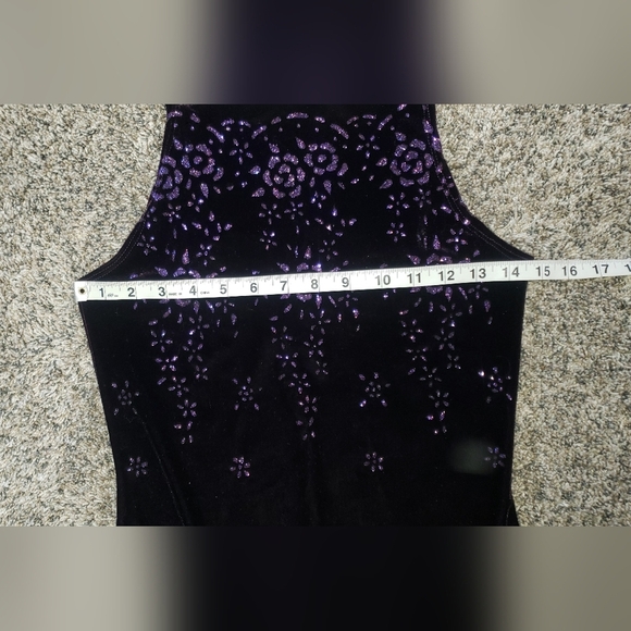 Status Collection| Vintage 90s Velour Bodycon Halter Maxi Gown - Picture 3 of 6